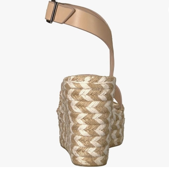 SIGERSON MORRISON Arien platform wedge Espadrilles Beige Nude leather sandal 9.5 - Picture 2 of 14